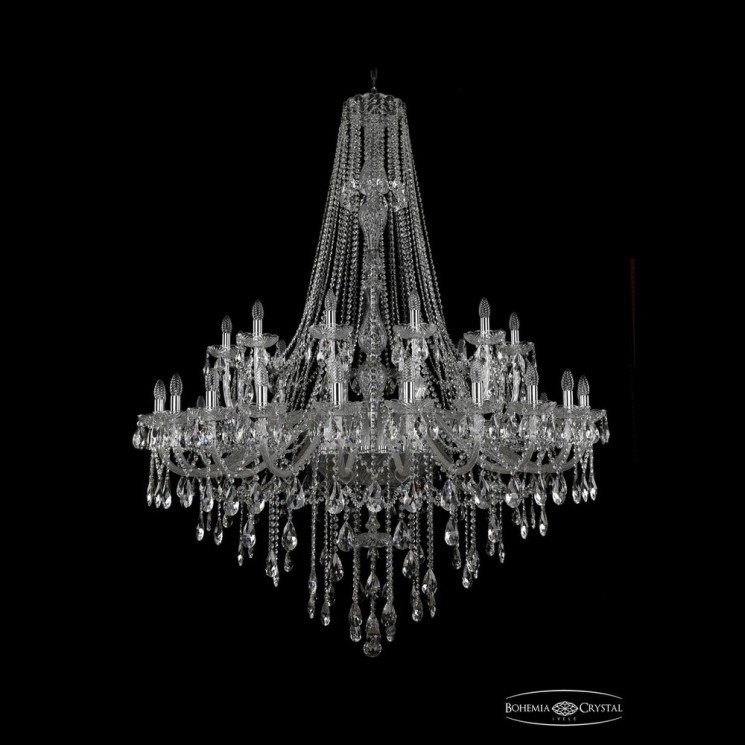 Люстра хрустальная 1415/24+12+6/530/h-187 Ni Bohemia Ivele Crystal (Стеклянный рожок)