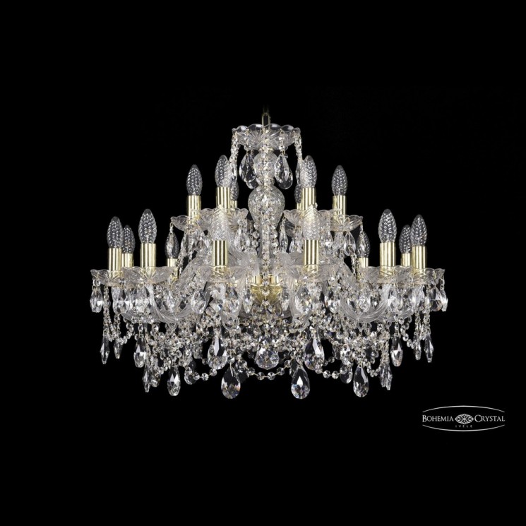 Люстра хрустальная 1411/12+6/240 G Bohemia Ivele Crystal (Стеклянный рожок)