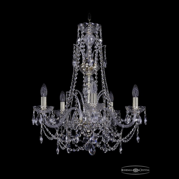 Люстра хрустальная 1411/5/195/Xl-63 G Bohemia Ivele Crystal (Стеклянный рожок)