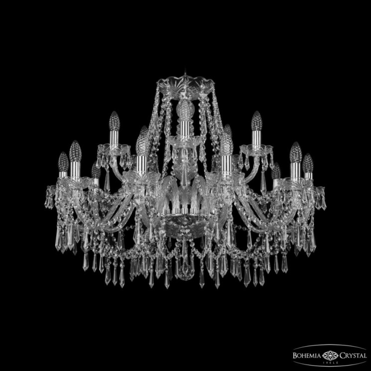 Люстра хрустальная 1403/10+5/300 Ni  Bohemia Ivele Crystal (Стеклянный рожок)