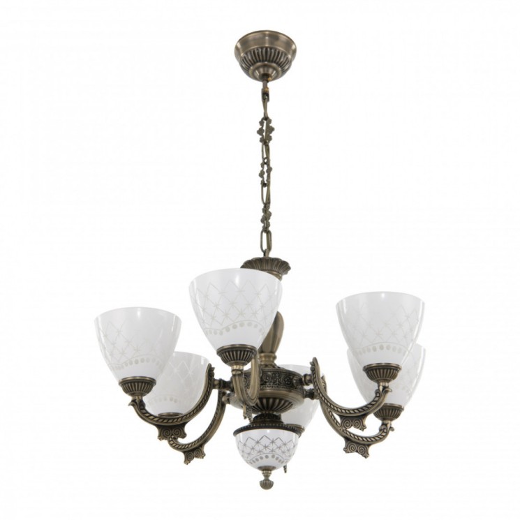 Люстра с плафонами подвесная 343837/6 AB Arte Milano (Подвесные)