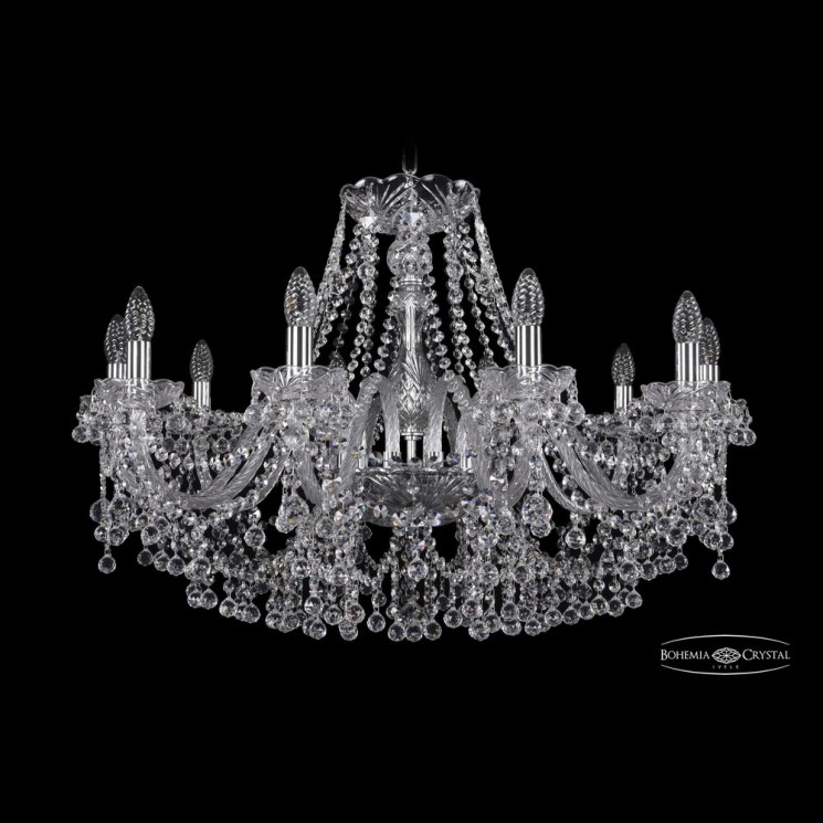 Люстра хрустальная 1409/10/300 Ni Bohemia Ivele Crystal (Стеклянный рожок)