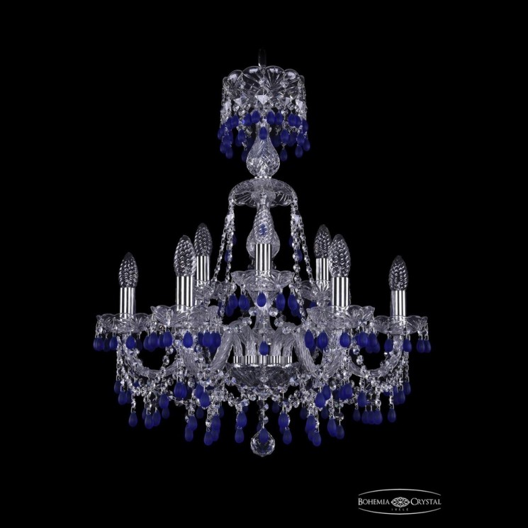 Люстра хрустальная 1410/6+3/195/XL-66 Ni V3001 Bohemia Ivele Crystal (Стеклянный рожок)