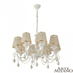 Люстра с абажуром подвесная 347620/8 WT+G Arte Milano (Подвесные)