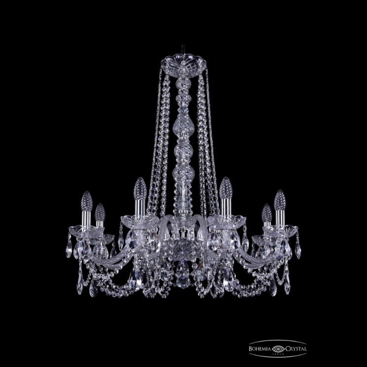 Люстра хрустальная 1402/8/240/h-73 Ni Bohemia Ivele Crystal (Стеклянный рожок)