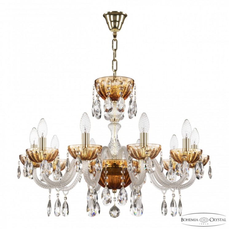 Люстра с цветным хрусталём 5417/10/240 G Amber/M-1H Bohemia Ivele Crystal (5417)