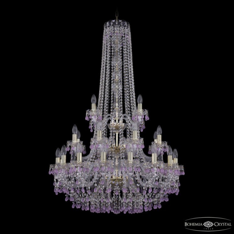 Люстра хрустальная 1410/16+8+4/300/h-130/3d G V7010 Bohemia Ivele Crystal (Стеклянный рожок)