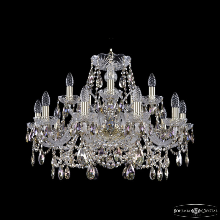 Люстра хрустальная 1411/10+5/240 G R801 Bohemia Ivele Crystal (Стеклянный рожок)