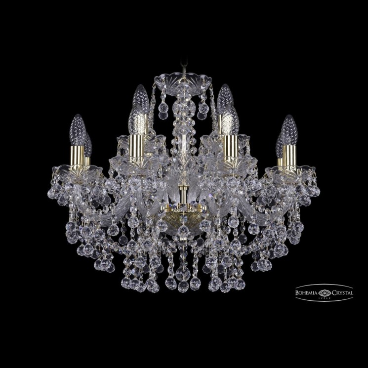 Люстра хрустальная 1409/8+4/195 G Bohemia Ivele Crystal (Стеклянный рожок)