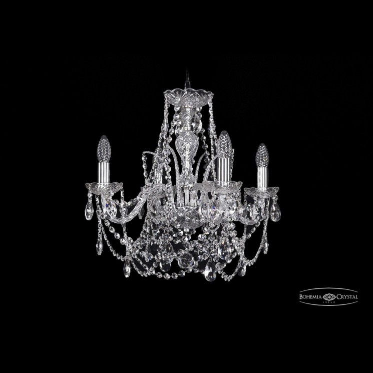 Люстра хрустальная 1411/4/160 Ni Bohemia Ivele Crystal (Стеклянный рожок)