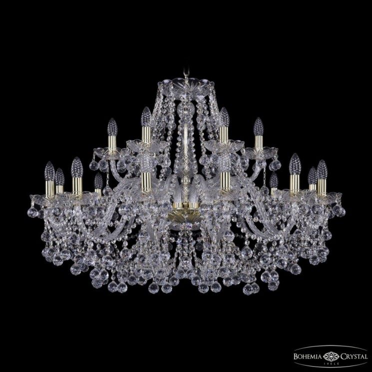 Люстра хрустальная 1409/12+6/360 G  Bohemia Ivele Crystal (Стеклянный рожок)
