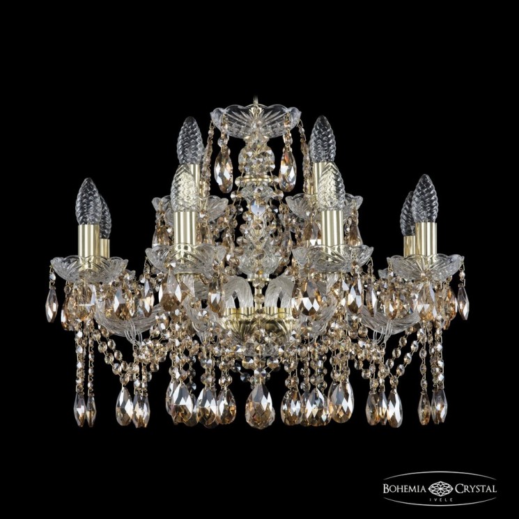 Люстра хрустальная 1413/8+4/200 G R721 Bohemia Ivele Crystal (Стеклянный рожок)