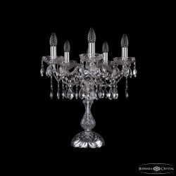 Настольная лампа хрустальная 1413L/5/141-47 Ni  Bohemia Ivele Crystal (Стеклянный рожок)