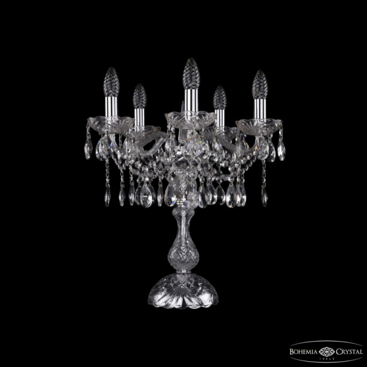 Настольная лампа хрустальная 1413L/5/141-47 Ni  Bohemia Ivele Crystal (Стеклянный рожок)
