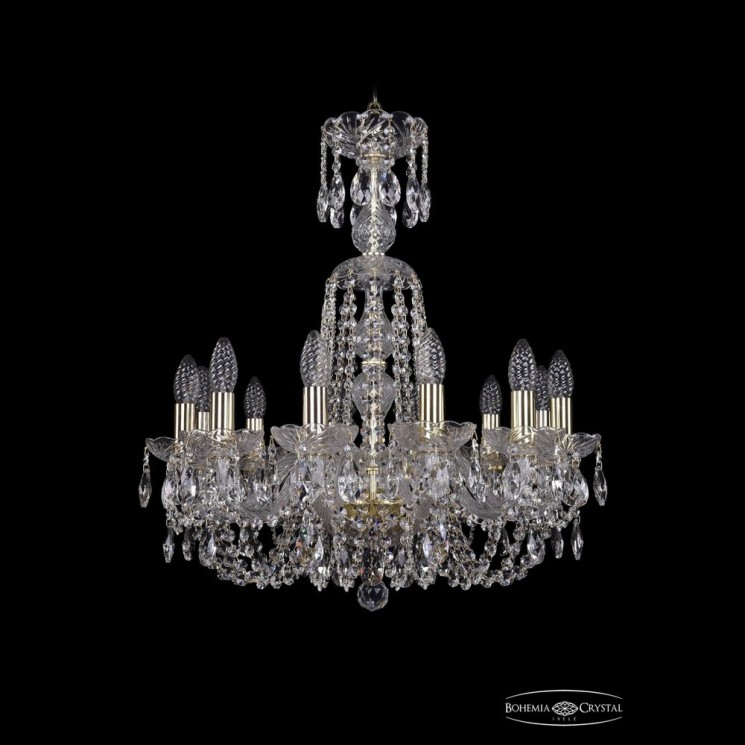 Люстра хрустальная 1402/12/195/XL-64 G Bohemia Ivele Crystal (Стеклянный рожок)