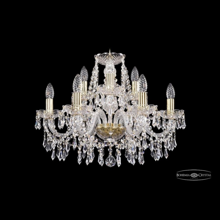 Люстра хрустальная 1403/6+3/195 G Bohemia Ivele Crystal (Стеклянный рожок)