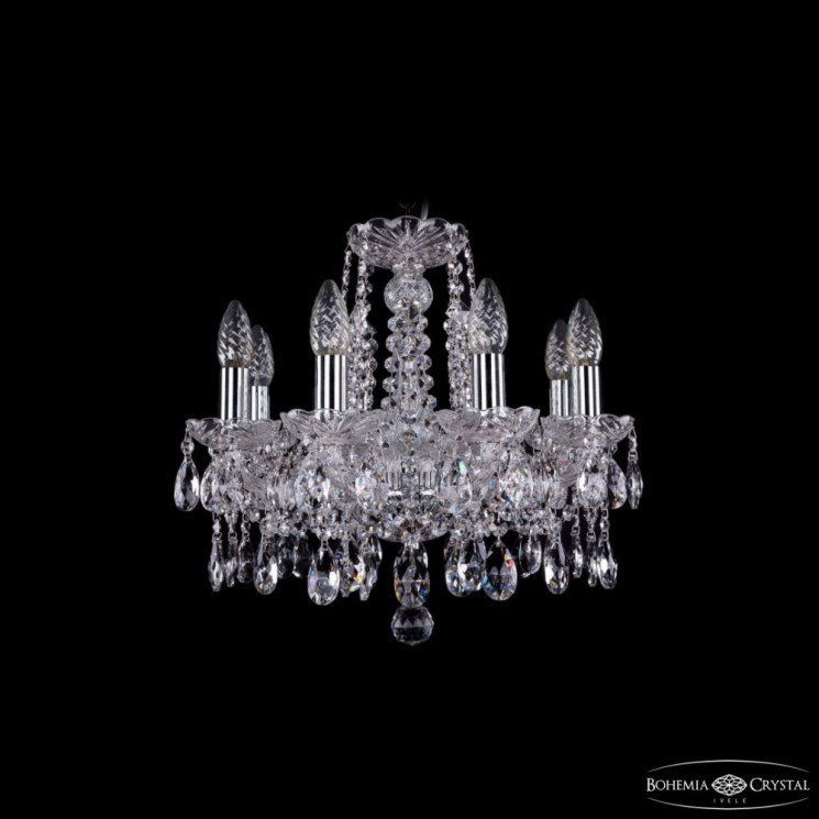 Люстра хрустальная 1413/8/141 Ni Bohemia Ivele Crystal (Стеклянный рожок)