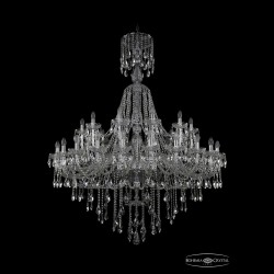 Люстра хрустальная 1415/24+12/530/XL-186 Ni Bohemia Ivele Crystal (Стеклянный рожок)