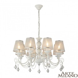 Люстра с абажуром подвесная 347620/8 WT+SL Arte Milano (Подвесные)