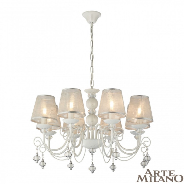 Люстра с абажуром подвесная 347620/8 WT+SL Arte Milano (Подвесные)