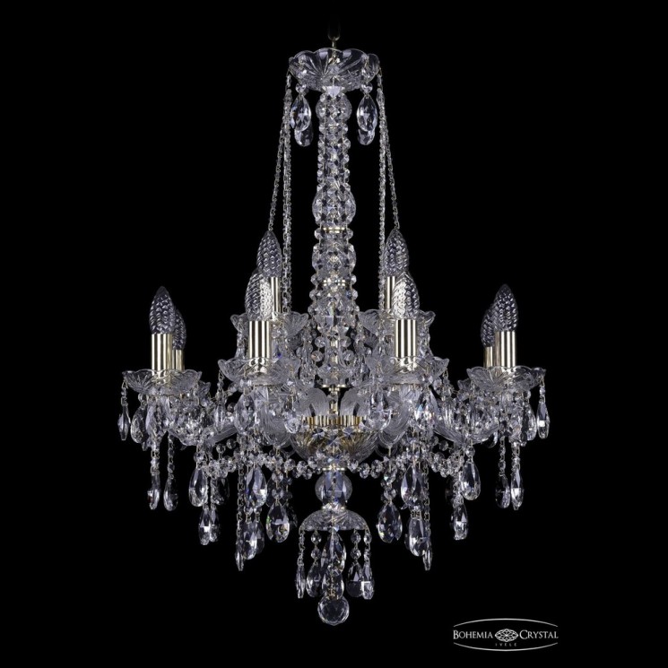 Люстра хрустальная 1415/8+4/200/h-75 G Bohemia Ivele Crystal (Стеклянный рожок)
