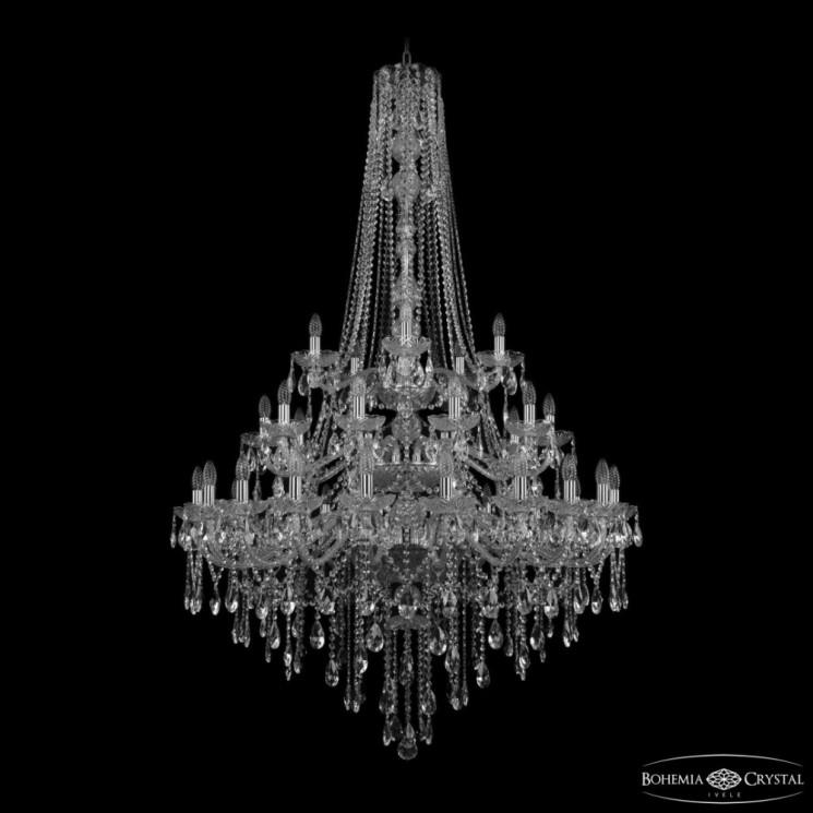 Люстра хрустальная 1415/20+10+5/400/h-182/3d Ni Bohemia Ivele Crystal (Стеклянный рожок)