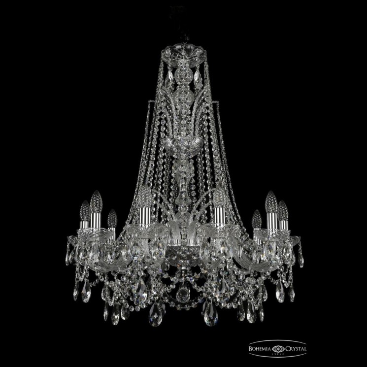 Люстра хрустальная 1411/10/240/XL-84 Ni Bohemia Ivele Crystal (Стеклянный рожок)
