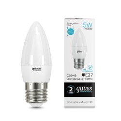 Светодиодная лампа Gauss Свеча 6W 450Lm 4100K E27 3322633226_GAUSS
