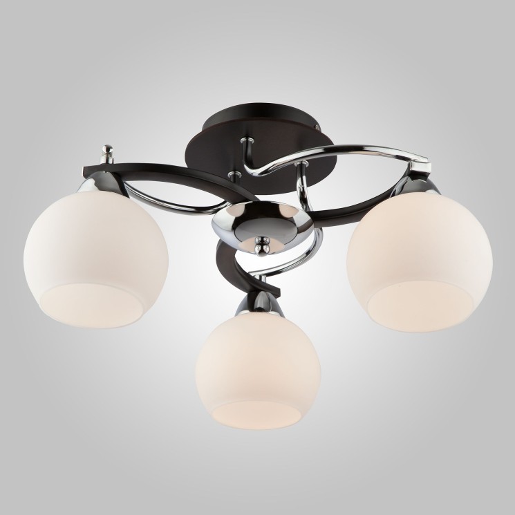 Потолочная люстра со стеклянными плафонами                      Eurosvet  9654/3 хром / венге