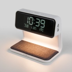 Настольный светодиодный светильник с беспроводной зарядкой и будильником                      Eurosvet  80506/1 белый