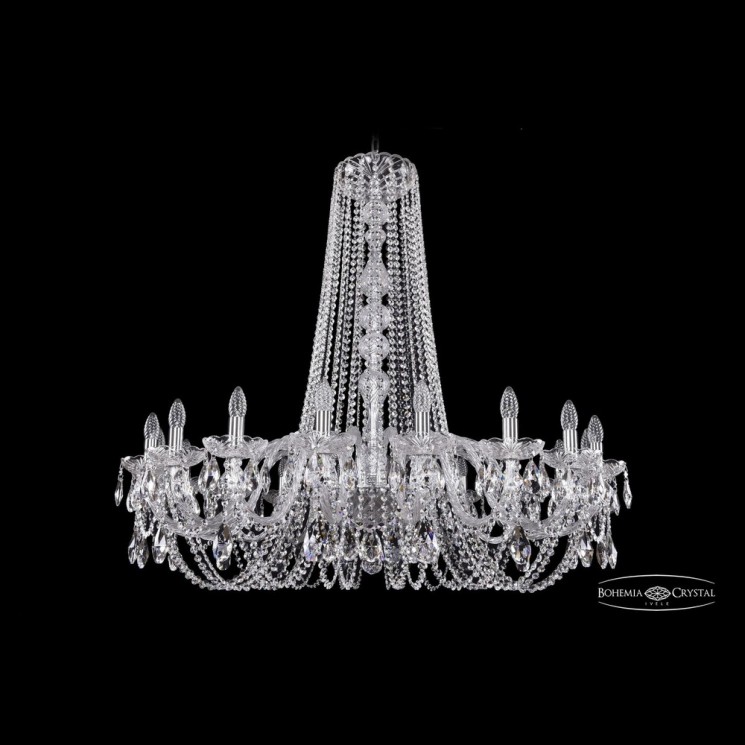 Люстра хрустальная 1402/18/400/h-105 Ni Bohemia Ivele Crystal (Стеклянный рожок)