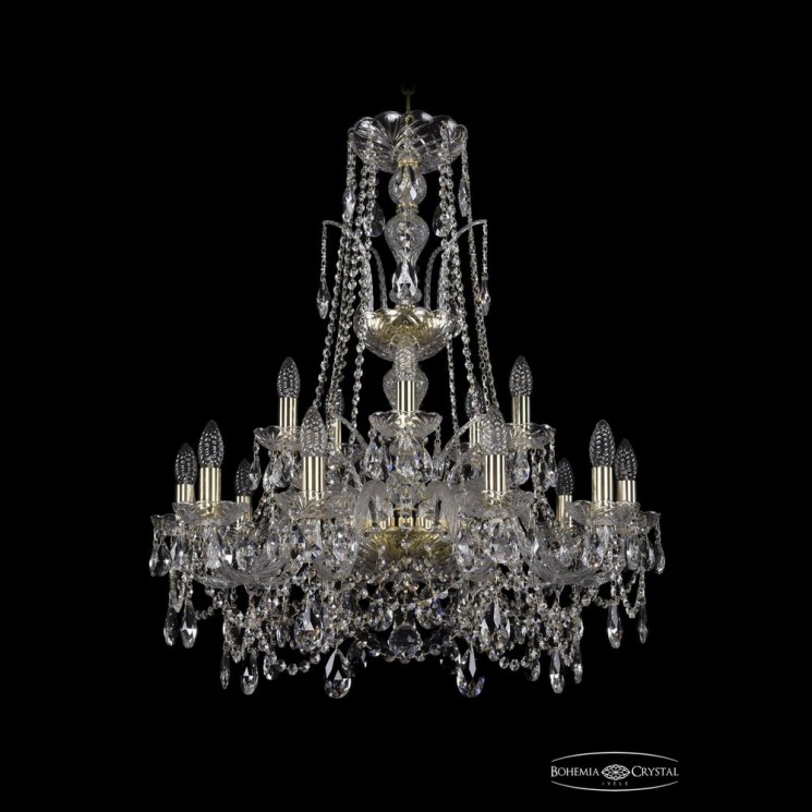 Люстра хрустальная 1411/10+5/240/XL-86 G Bohemia Ivele Crystal (Стеклянный рожок)