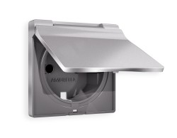 Ambrella Light Лицевая панель для электрической розетки с заземлением со шторками и крышкой IP44 QUANT Ambrella Volt ALFA AP5080