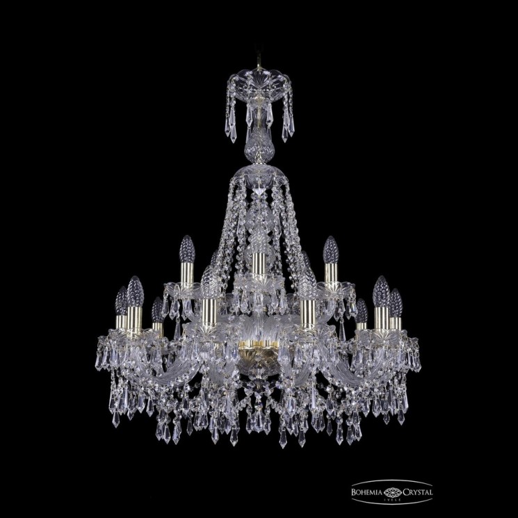 Люстра хрустальная 1403/10+5/240/XL-80 G Bohemia Ivele Crystal (Стеклянный рожок)