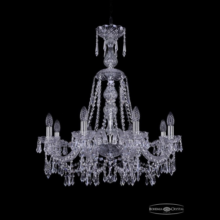 Люстра хрустальная 1403/8/240/XL-75 Ni Bohemia Ivele Crystal (Стеклянный рожок)