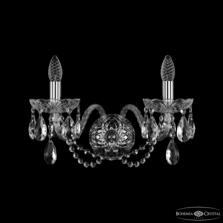 Бра хрустальные 1402B/2/195/XL Ni  Bohemia Ivele Crystal (Стеклянный рожок)