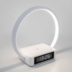 Настольный светодиодный светильник с беспроводной зарядкой и будильником                      Eurosvet  80505/1 белый