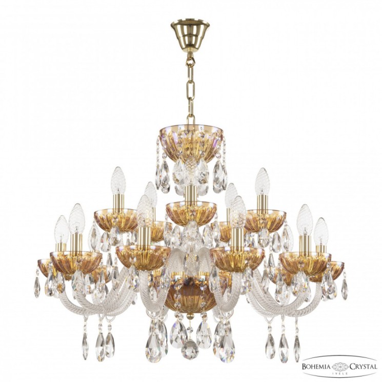 Люстра с цветным хрусталём 5417/10+5/240 G Shampan/M-1H Bohemia Ivele Crystal (5417)