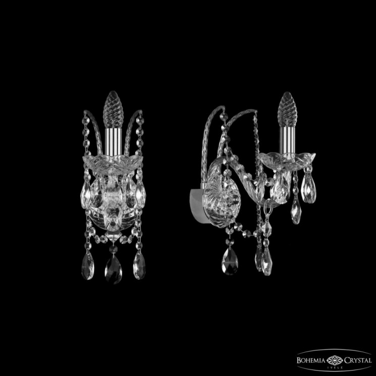 Бра хрустальные 1411B/1/160 Ni  Bohemia Ivele Crystal (Стеклянный рожок)