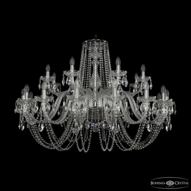 Люстра хрустальная 1402/16+8/460 Ni Bohemia Ivele Crystal (Стеклянный рожок)