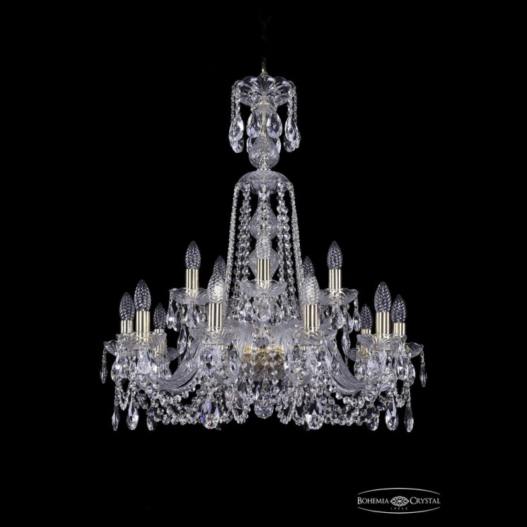 Люстра хрустальная 1402/10+5/240/XL-77 G Bohemia Ivele Crystal (Стеклянный рожок)