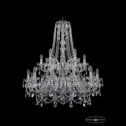 Люстра хрустальная 1411/12+6/300/h-93/2d Ni Bohemia Ivele Crystal (Стеклянный рожок)