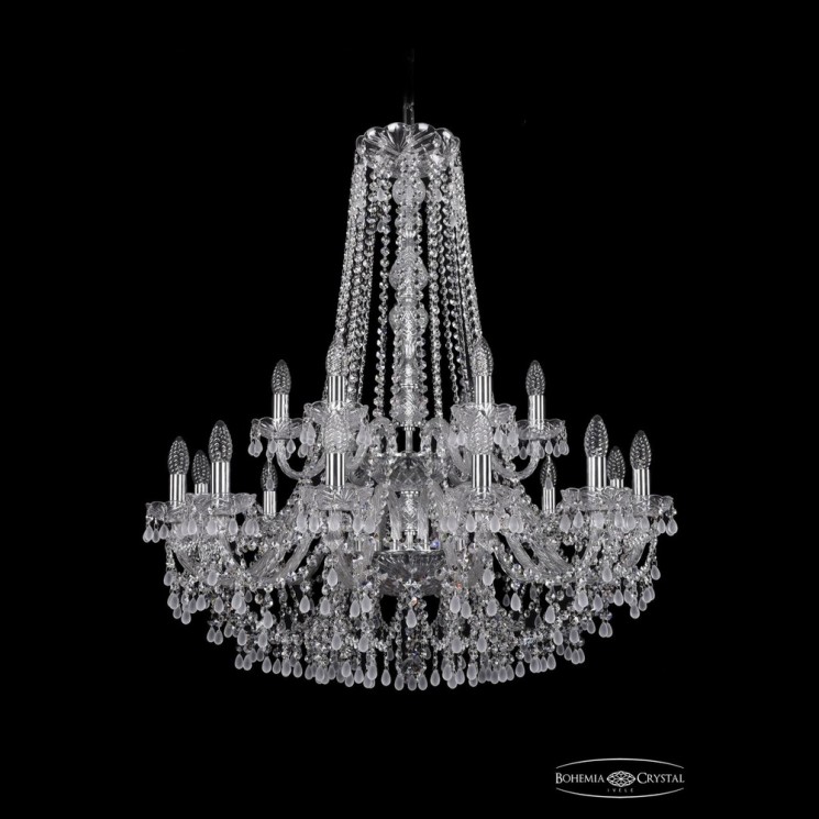 Люстра хрустальная 1410/12+6/300/h-95/2d Ni V0300 Bohemia Ivele Crystal (Стеклянный рожок)