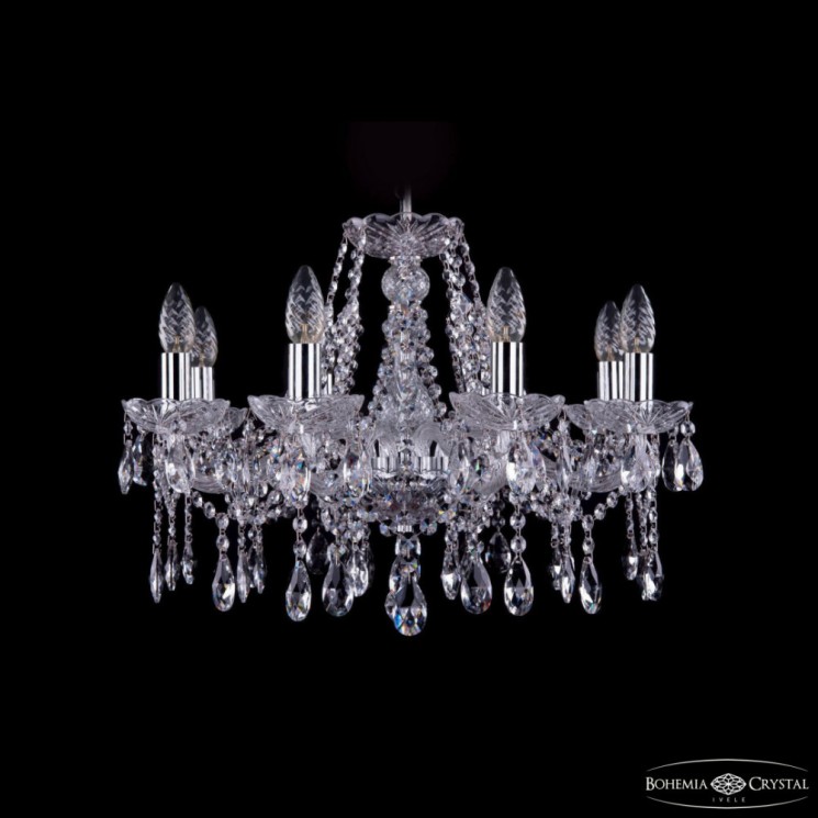 Люстра хрустальная 1413/8/200 Ni Bohemia Ivele Crystal (Стеклянный рожок)