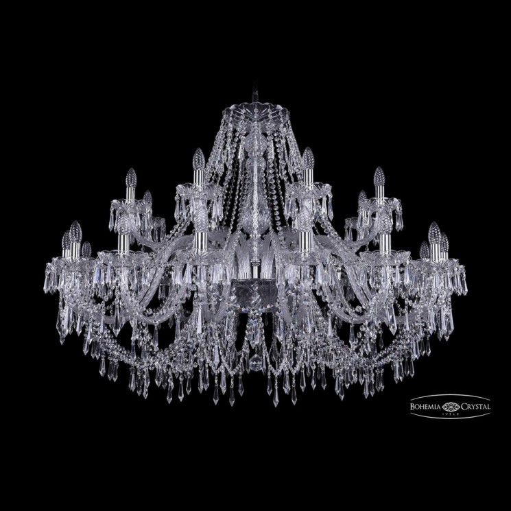 Люстра хрустальная 1403/16+8/460 Ni Bohemia Ivele Crystal (Стеклянный рожок)