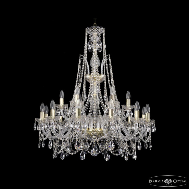 Люстра хрустальная 1411/12+6/300/XL-96 G Bohemia Ivele Crystal (Стеклянный рожок)