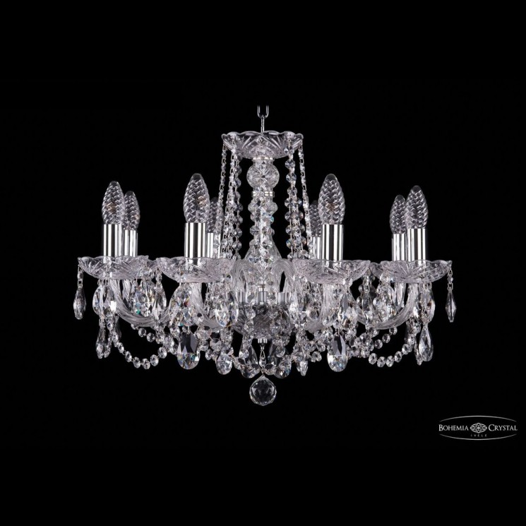 Люстра хрустальная 1402/8/195 Ni Bohemia Ivele Crystal (Стеклянный рожок)