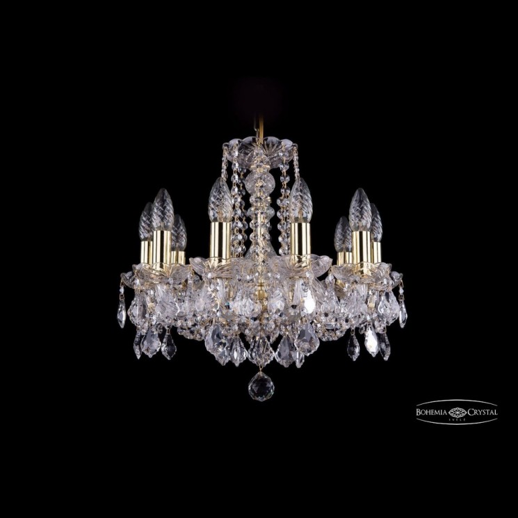 Люстра хрустальная 1402/10/141 G Leafs Bohemia Ivele Crystal (Стеклянный рожок)
