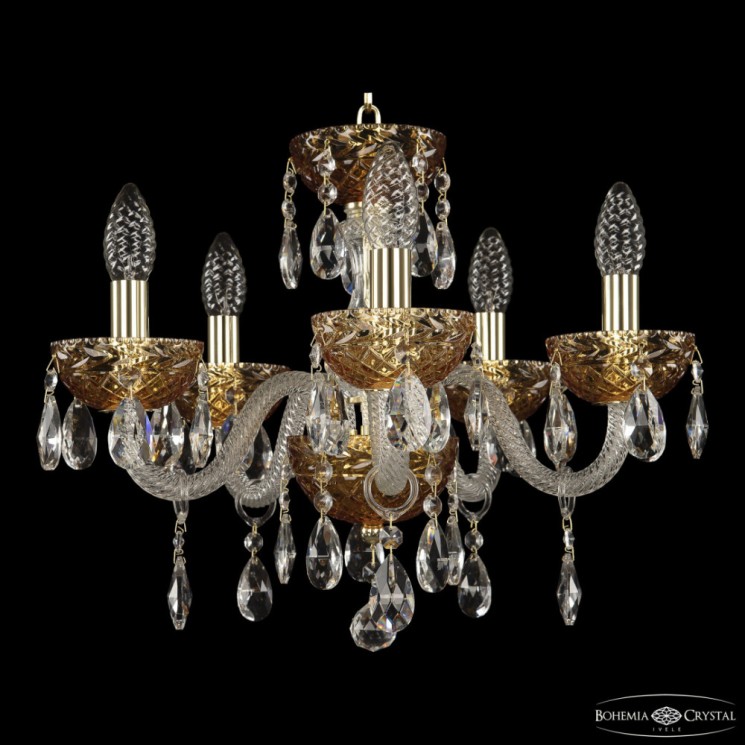 Люстра с цветным хрусталём 5417/5/141 G Amber/M-1F Bohemia Ivele Crystal (5417)