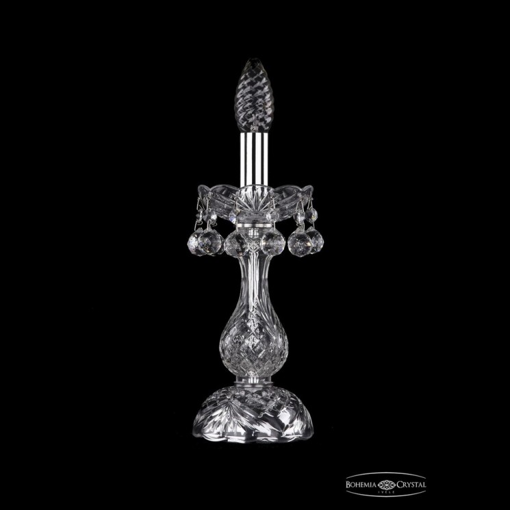Настольная лампа 1409L/1-27 Ni Bohemia Ivele Crystal (Стеклянный рожок)